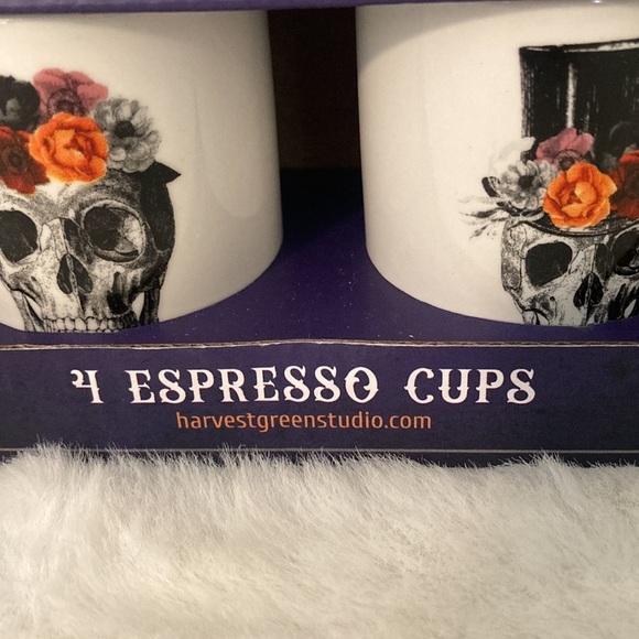 Harvest Green Studio Skull and Floral Espresso Cups - Picture 3 of 4
